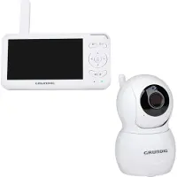 Edco Grundig Video Babyphone avec caméra - Babyphone avec écran couleur 5 pouces - Moniteur bébé avec vision nocturne, affichage de la température et fonction talkback - Blanc