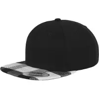 Flexfit Casquette 'Checked Flanell Peak' gris / noir / blanc