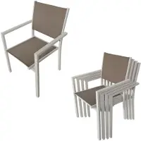 Happy Garden Salon De Jardin Cagliari En Textilène Taupe 8 Places - Aluminium Taupe
