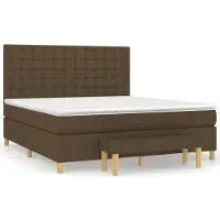 vidaXL Lit boxspring avec matelas brun foncé 160x200 cm Tissu