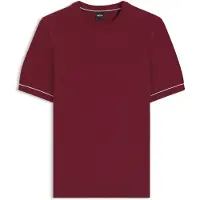 BOSS T-shirt en maille en coton mélangé à rayures horizontales