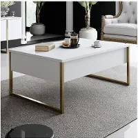 Skye Decor , Luxe - White, Gold, Couchtische, Weiß, 90 x 40 x 60 cm