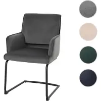 Mendler Chaise Freischwinger HWC-N60, chaise de salle à manger, chaise de cuisine, revêtement en tissu, couleur gris foncé