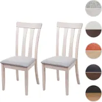Mendler 6x chaise de salle à manger HWC-G46, tissu, en bois massif châssis clair, gris