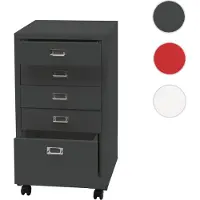 Mendler Caisson à roulettes HWC-L49, armoire à tiroirs acier armoire à dossiers, métal 75x40x41cm 5 tiroirs gris foncé