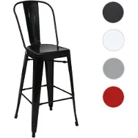 Mendler Tabouret de bar MENDLER HWC-A73 métal design industriel noir