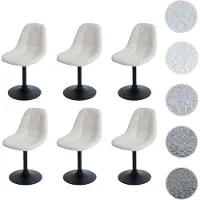 Mendler Lot de 6 chaises de salle à manger HWC-A60, chaise de cuisine chaise pivotante, acier MVG tissu/textile bouclé (450g/m²) crème