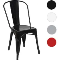 Generique Chaise de bistro en métal MENDLER HWC-A73, désign industriel métallique, empilable noir