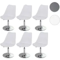 Mendler 6x Chaise pivotante Malmö T501, réglable en hauteur, cuir synthétique blanc
