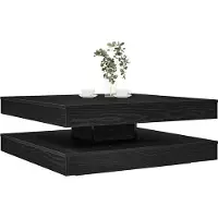 vidaXL Table basse pivotante à 360 degrés noir aspect chêne 90x90x34,5 cm