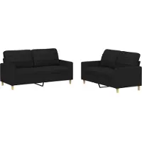 vidaXL Ensemble de canapés 2 pièces avec coussins Tissu noir