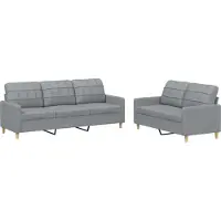 vidaXL Ensemble de canapés 2 pièces avec coussins Tissu gris clair