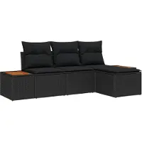 vidaXL Ensemble de 4 assises de jardin , en résine tressée noire