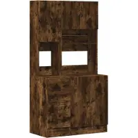 vidaXL Armoire de cuisine chêne fumé 95x50x180 cm Bois composite