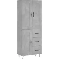 vidaXL Highboard gris béton 69,5x34x180 cm Bois composite