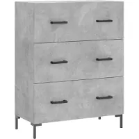 vidaXL Highboard gris béton 69,5x34x180 cm Bois composite