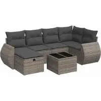 vidaXL Ensemble de salon de jardin 6 pièces avec coussins Gris Poly rotin