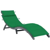 vidaXL Chaise longue avec support Gris Bois massif Acacia