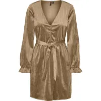 Vero Moda Linda Long Sleeve Dress Beige L Femme