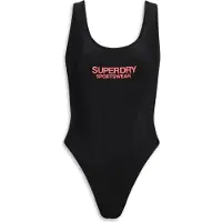 Superdry pour femme. W3010385A Maillot de bain extensible avec dos plongeant noir (M), Beachwear, Polister recyclé, Durable
