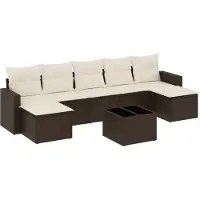 vidaXL Ensemble de salon de jardin 7 pièces avec coussins Marron Poly rotin