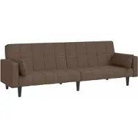vidaXL Canapé-lit à 2 places avec deux oreillers taupe tissu