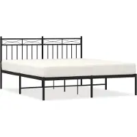 vidaXL Cadre de lit avec tête de lit en métal noir 150x200 cm