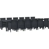 vidaXL Ensemble de jardin pour repas, 13 pièces, anthracite, résine tressée
