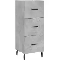 vidaXL Sideboard gris béton 34,5x34x90 cm Bois composite
