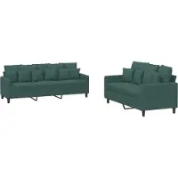 vidaXL Ensemble de canapés 2 pièces avec coussins vert foncé velours