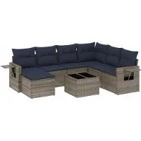 vidaXL Ensemble de 8 canapés de jardin avec coussins, gris, polyrattan