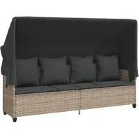 vidaXL Chaise longue avec coussins gris clair Poly rotin