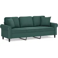 vidaXL Canapé 3 places avec coussins décoratifs vert foncé 180 cm velours