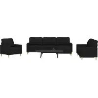 vidaXL Ensemble de canapés 4 pièces avec pouf & coussins décoratifs Noir Tissu
