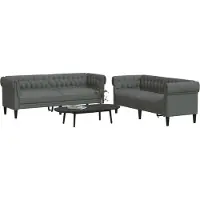 vidaXL Ensemble de canapés 2 pièces gris foncé Tissu