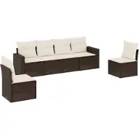 vidaXL Ensemble de salon de jardin 6 pièces avec coussins Marron Poly Rattan