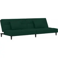 vidaXL Canapé-lit à 2 places avec deux oreillers Vert foncé Velours