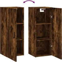 vidaXL Armoire murale chêne fumé 34,5x34x90 cm