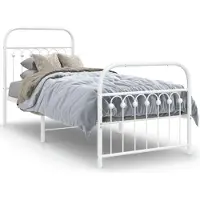 vidaXL Cadre de lit avec tête et pied de lit en métal blanc 75x190 cm