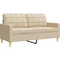 vidaXL Ensemble de canapés 4 pièces avec pouf & coussins décoratifs Crème Tissu