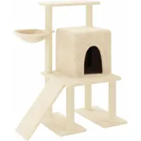 vidaXL Arbre à chat avec colonnes à griffer en sisal Crème 96,5 cm