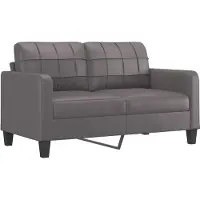 vidaXL Canapé 2 places avec oreillers décoratifs gris 140cm similicuir