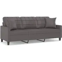 vidaXL Canapé 3 places avec oreillers décoratifs gris 180cm similicuir