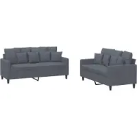 vidaXL Ensemble de canapés 2 pièces avec coussins gris foncé velours