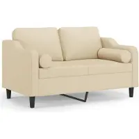 vidaXL Canapé 2 places avec oreillers décoratifs crème 120 cm tissu