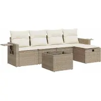 vidaXL Ensemble de salon de jardin 6 pièces avec coussins Beige Poly Rattan