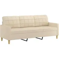 vidaXL Canapé 3 places crème 180 cm Tissu