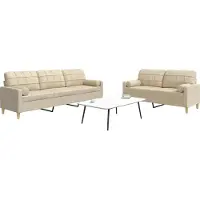 vidaXL Ensemble de canapés 2 pièces avec coussins décoratifs Crème Tissu