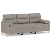 vidaXL Canapé 3 places avec oreillers décoratifs taupe 180 cm tissu
