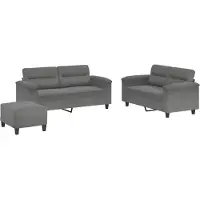 vidaXL Ensemble de canapés 3 pièces avec coussins gris foncé Tissu microfibre